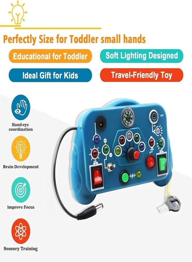 Chocozone Montessori Busy Board with Led Lights Travel Friendly Educational Gaming Console Preschool Toys for Kids Busy Board for Toddlers 1-3 Years ( Blue) - Image 3